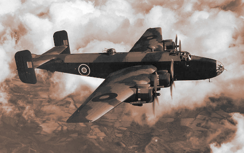 Handley Page Halifax bomber in flight